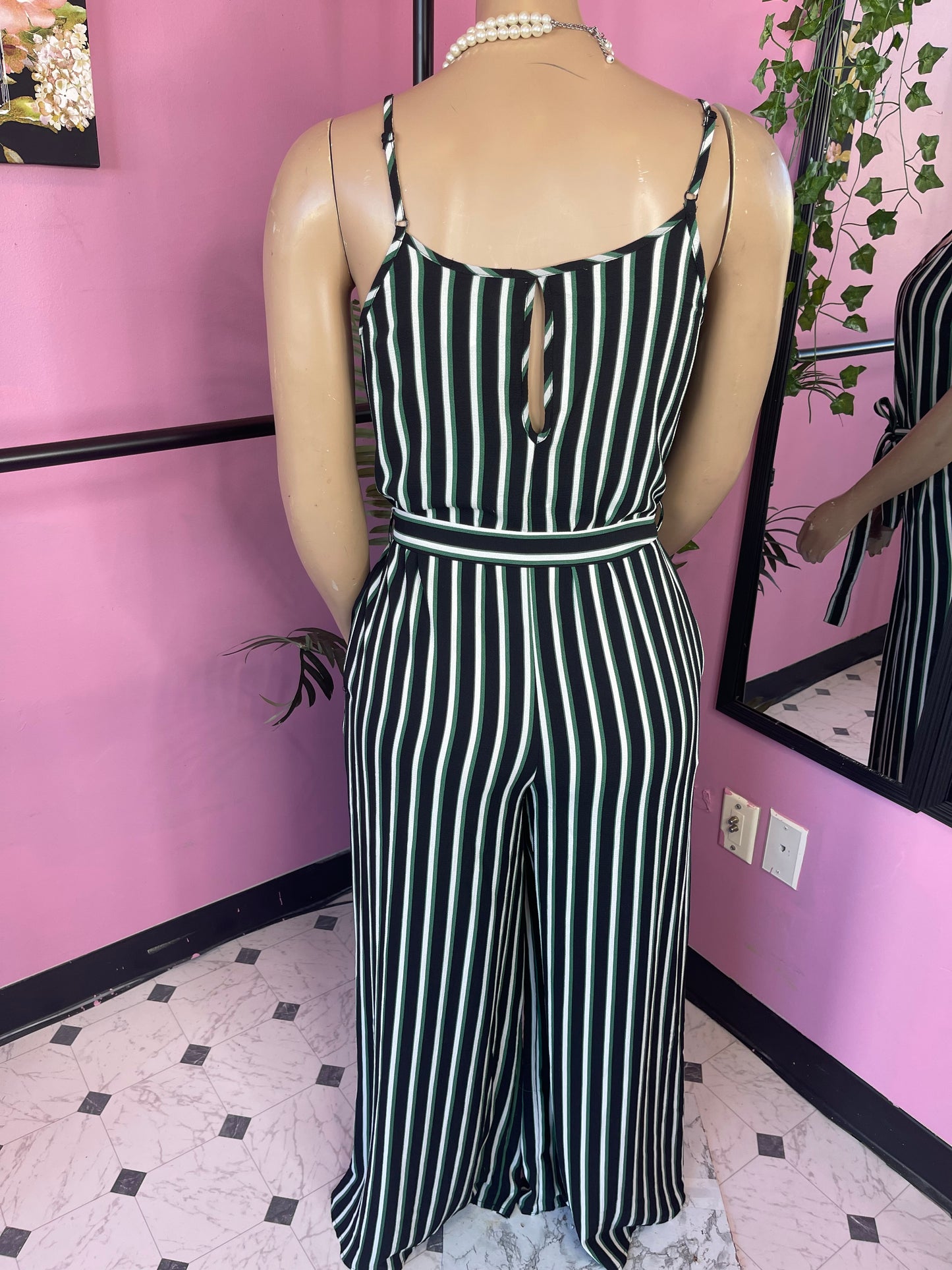 NEW Ambiance Black Green Jumpsuit Women sz Large