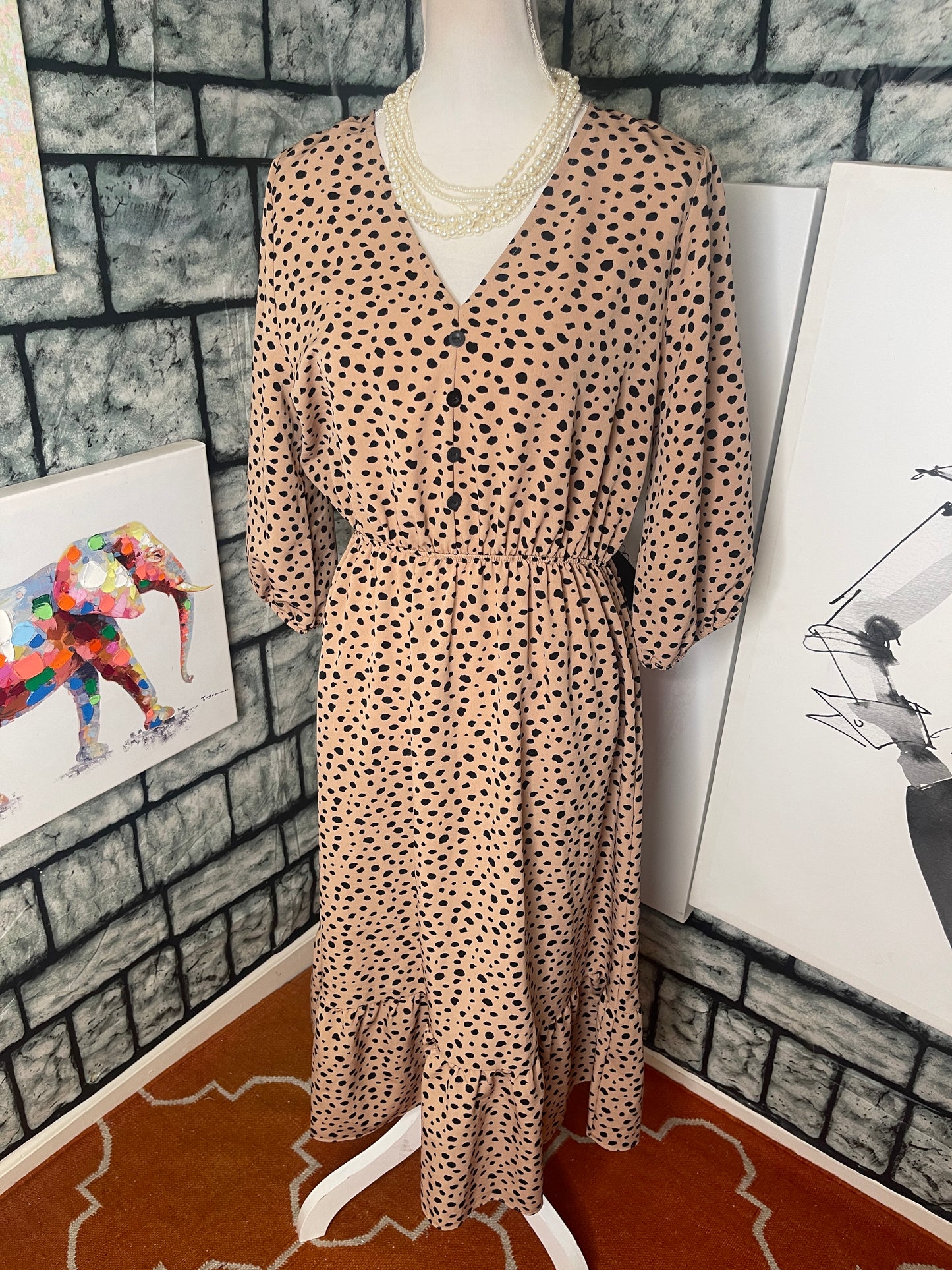 MTS Brown Animal Print Dress Women sz Large