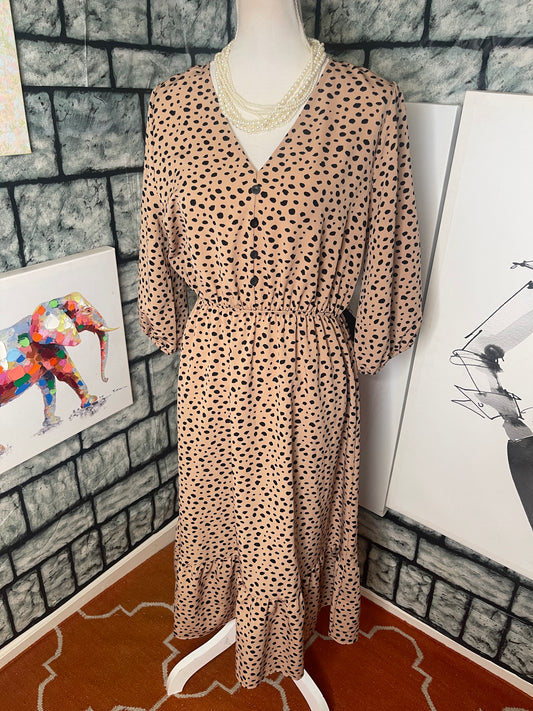 MTS Brown Animal Print Dress Women sz Large