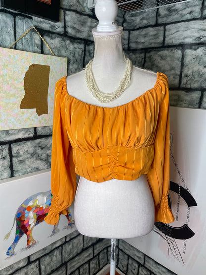 Orange Big Arm Blouse Women sz XL