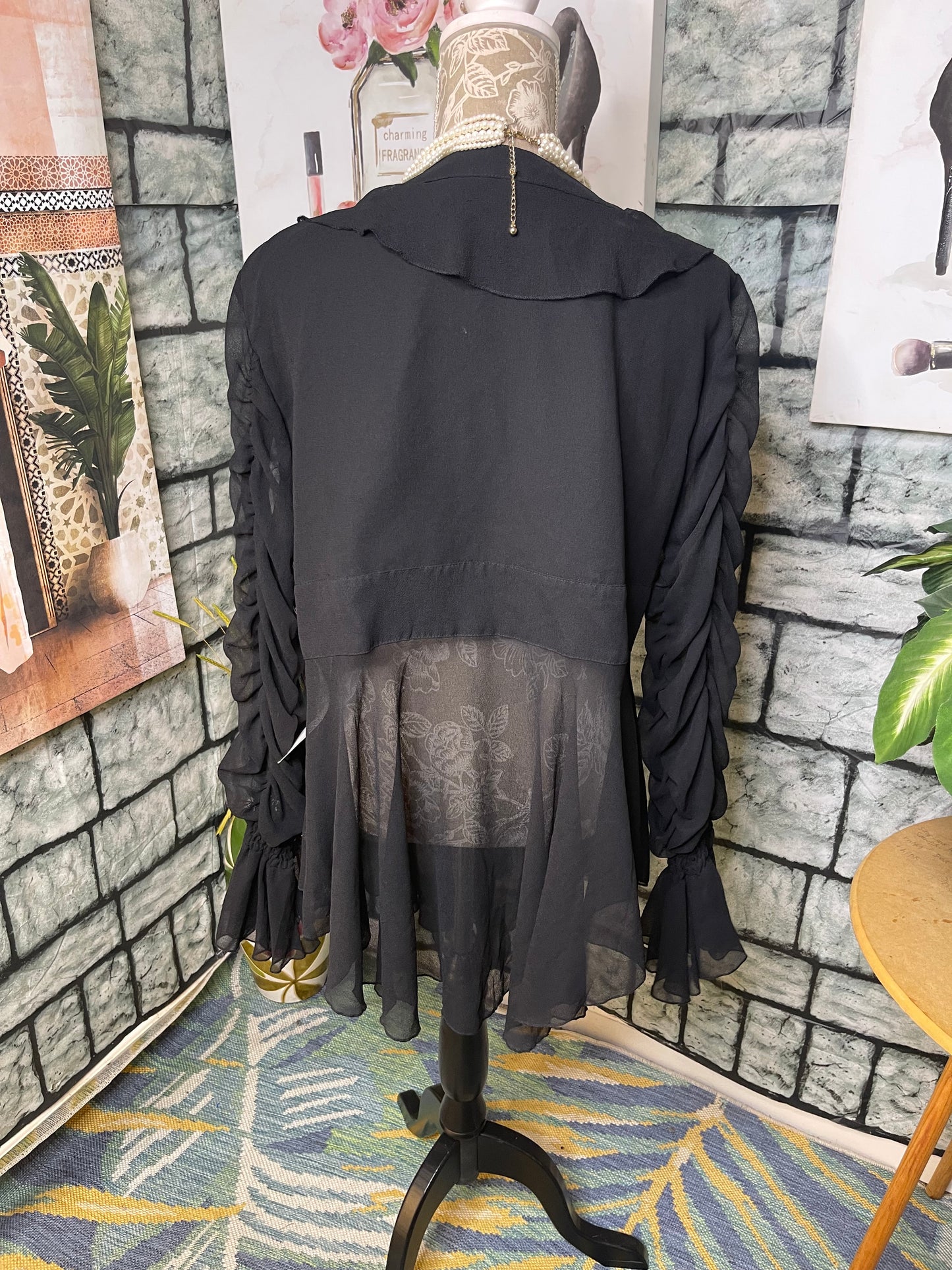 NEW Ashro Button Black Bliouse Women sz 20