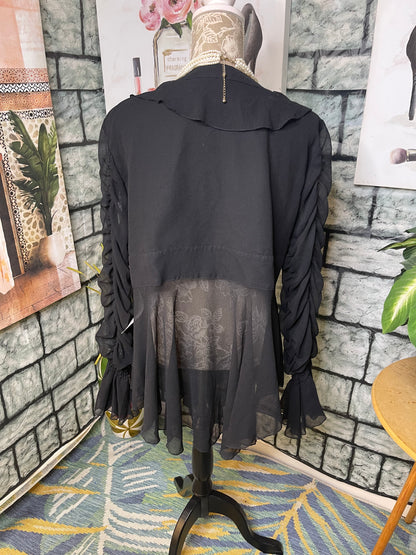 NEW Ashro Button Black Bliouse Women sz 20