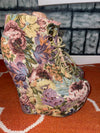 Jeffery Campbell tan floral wedge boots women sz 11
