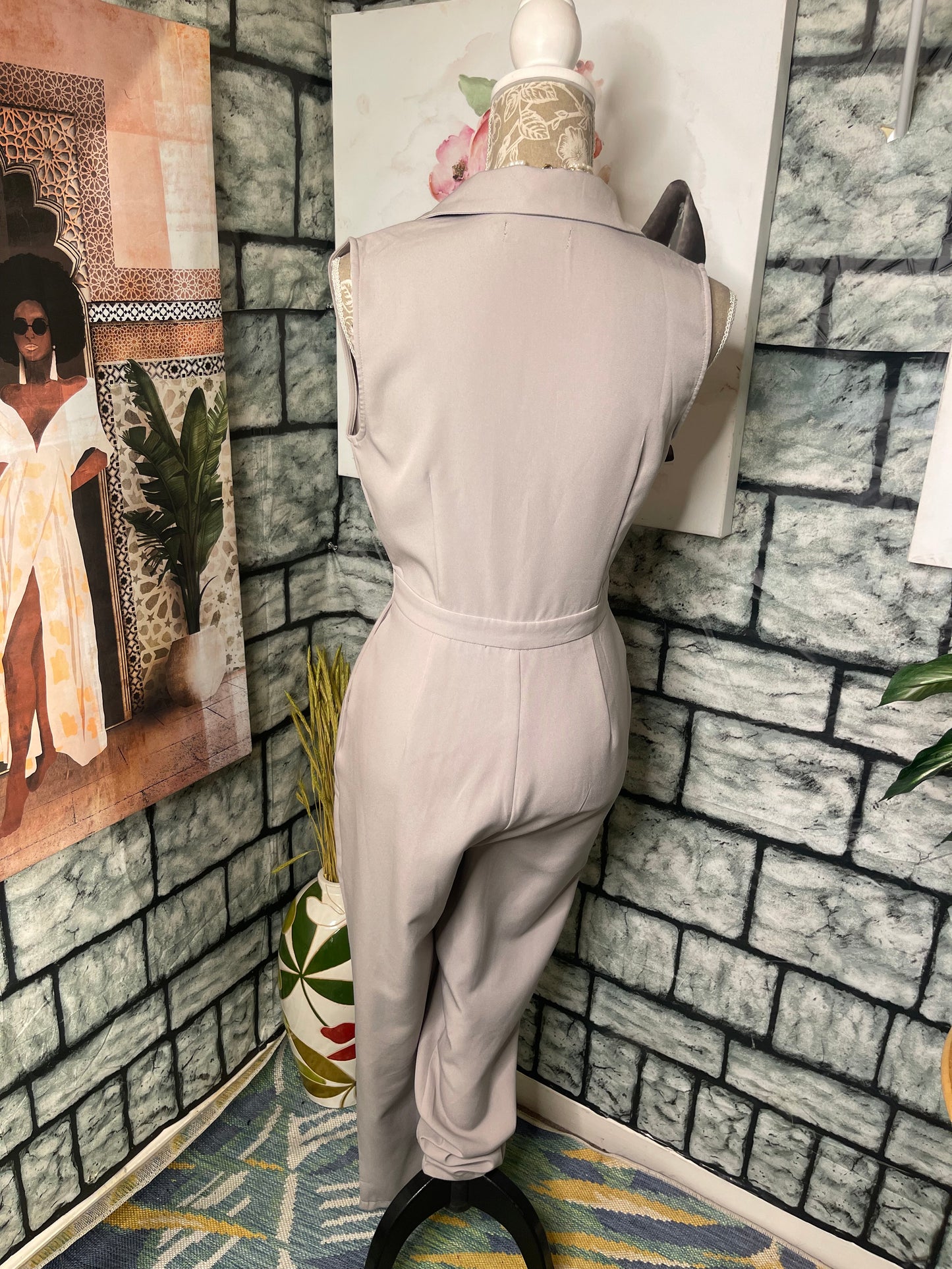 MissGuided Gray Jumpsuit Women sz 8
