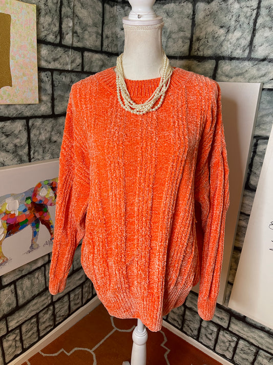 Zenana Orange Soft Sweater Women sz Large