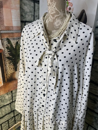 Cider White Black Polka Dot Dress Women sz 4XL