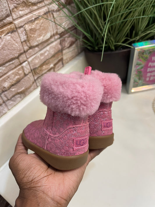 Ugg Pink Print Boots Girls Infant Sz 2/3
