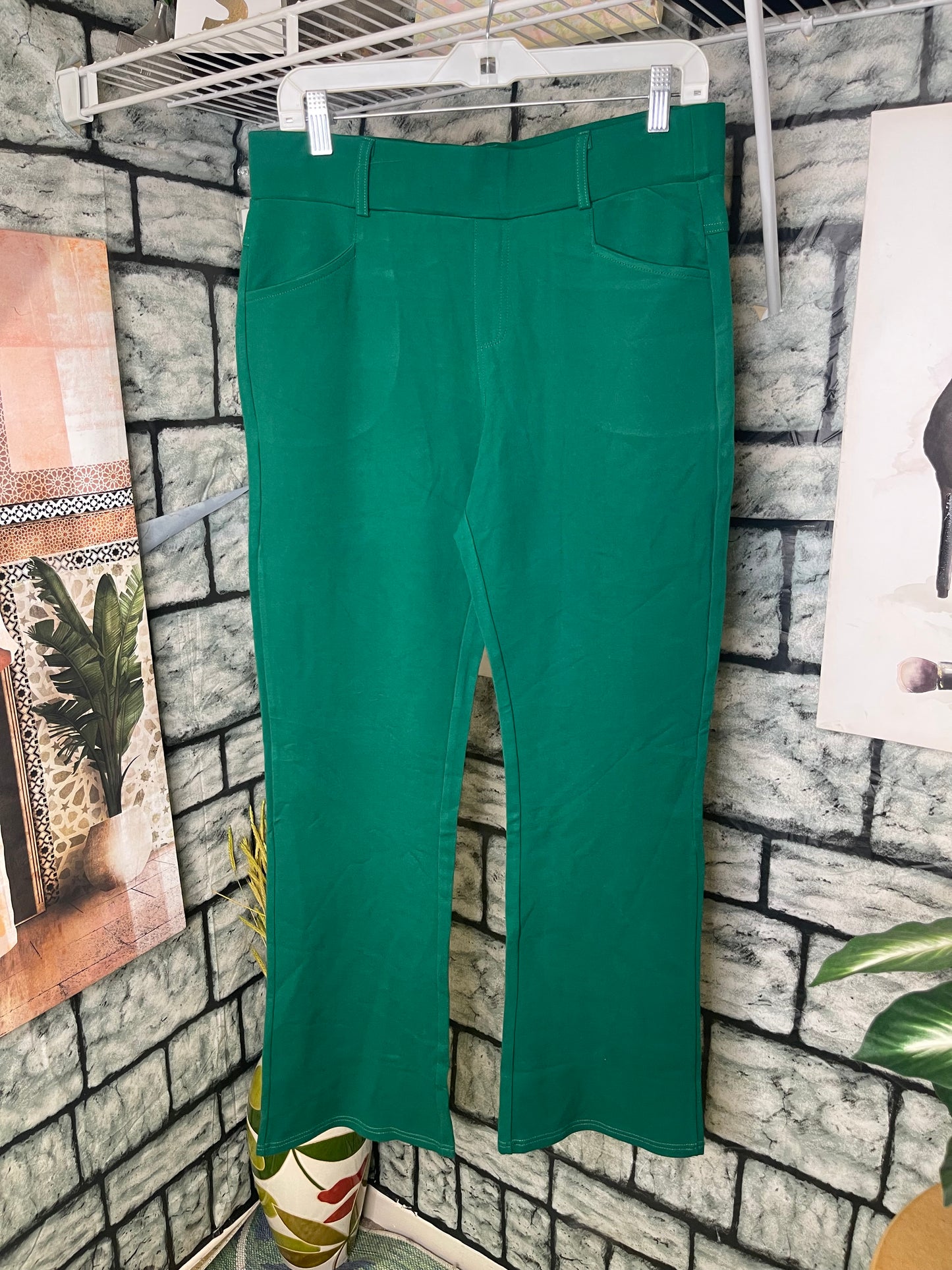 Maze Green Casual Stretch Pants Women sz Large