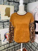 Orange fuzzy sweater women sz medium