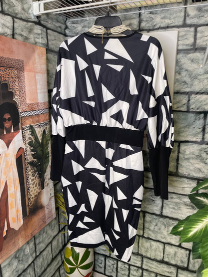 Greathe Black White Dress Women sz Large