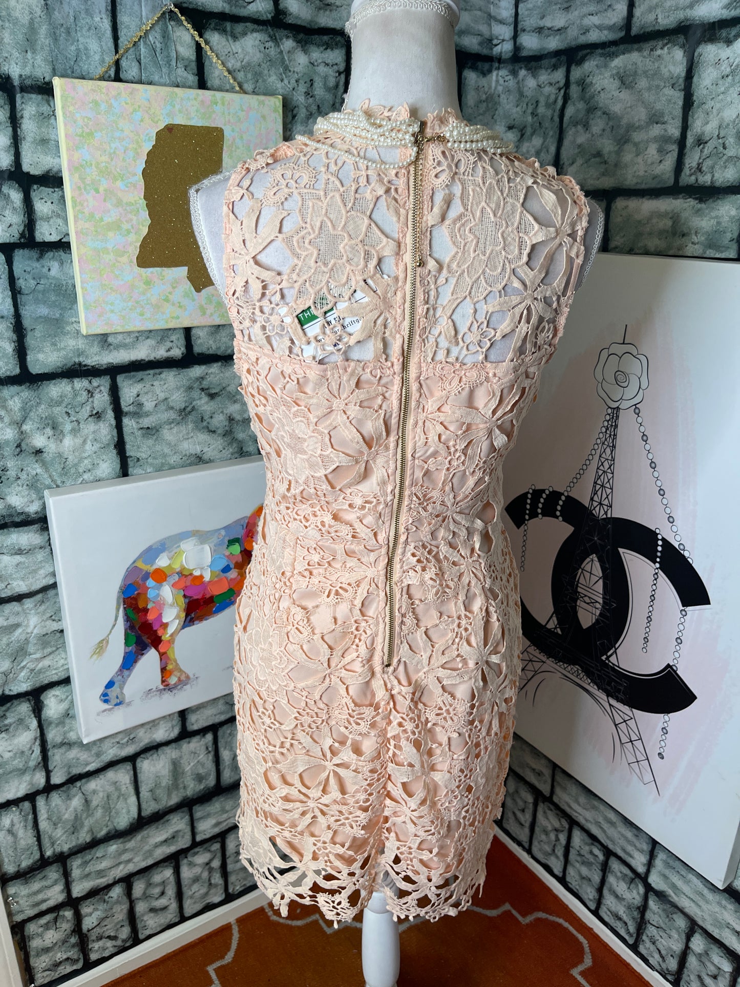 Main Stripe Pale Pink Dress Women sz Large