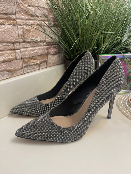 Mix No.6 Gray Rhinestone Heels Women sz 11
