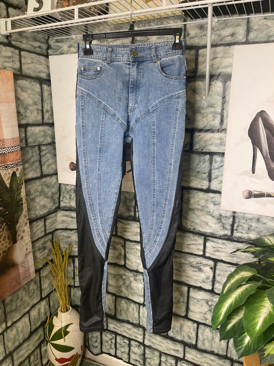 Maniere De Voir Blue Black Denim Jeans Women sz 4