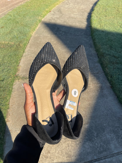 Report Black Silver Flats Women sz 8