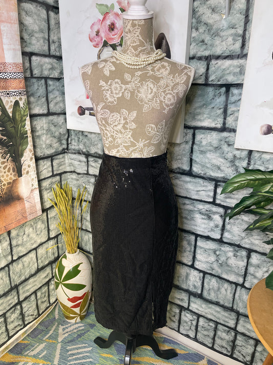 Time & Tru Black Sequin Skirt Women sz Small