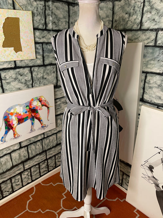 Mlle Black Gray Dress Women sz Small