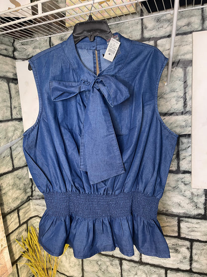 NEW Ashley Stewart Blue Denim Blouse Women sz 20