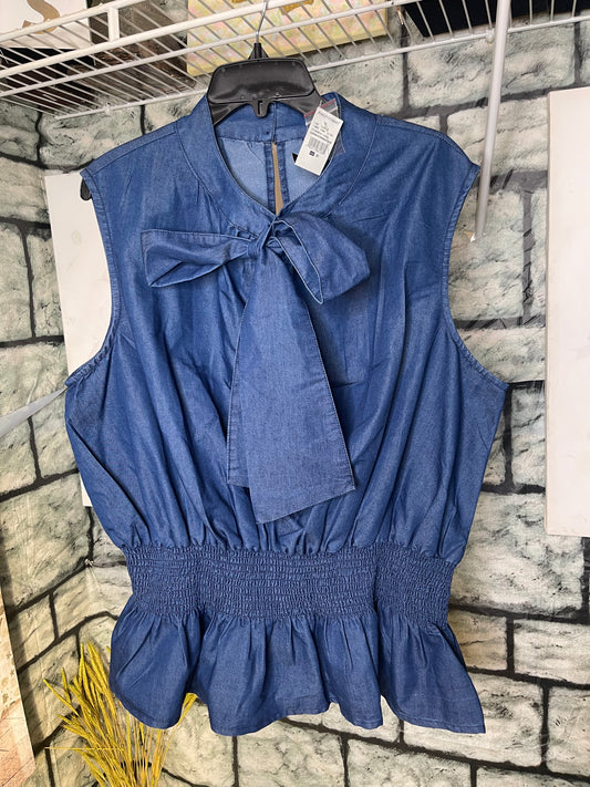 NEW Ashley Stewart Blue Denim Blouse Women sz 20