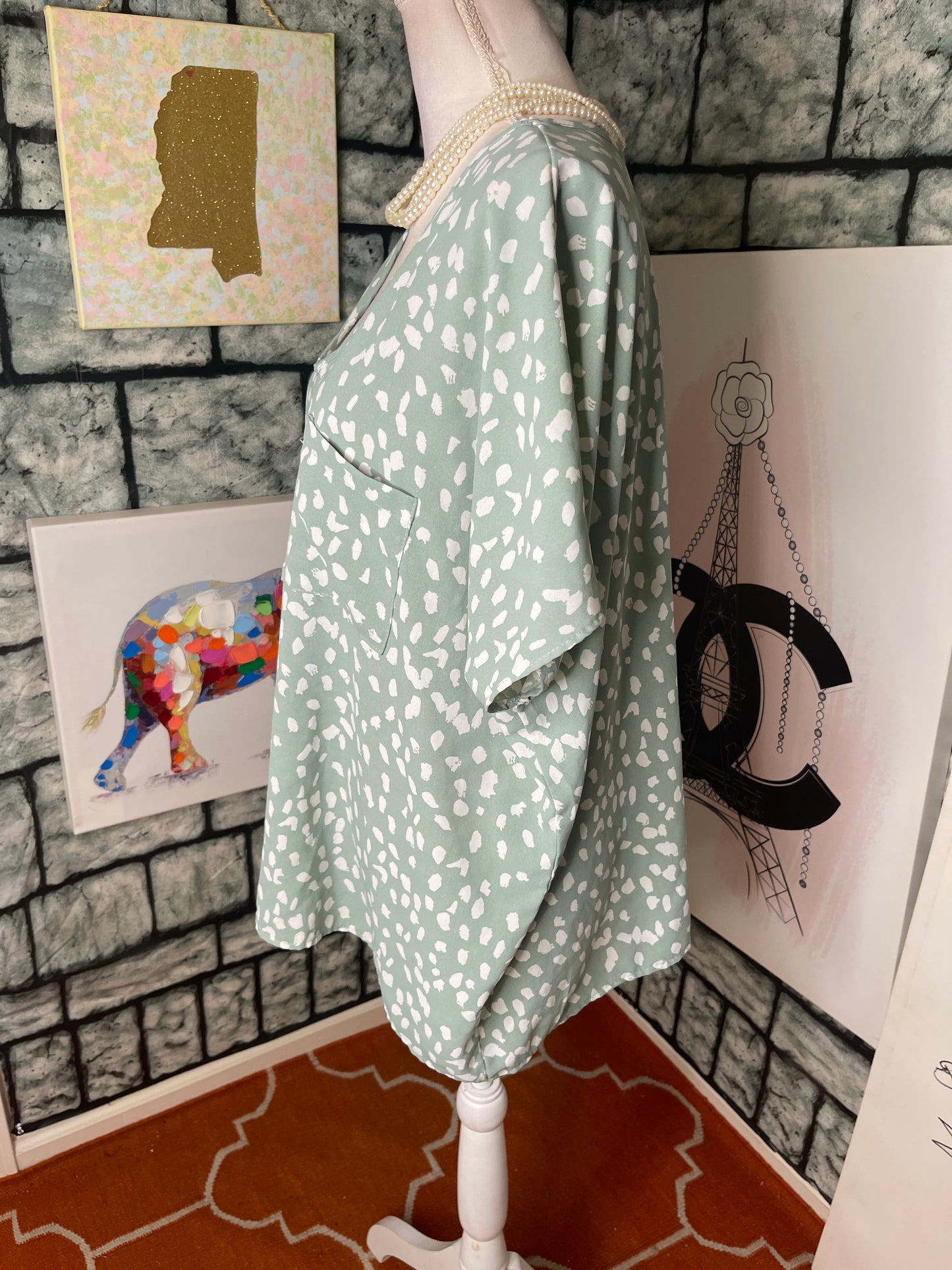 143 Story Green White Shirt Dress Women sz 1XL