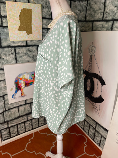 143 Story Green White Shirt Dress Women sz 1XL