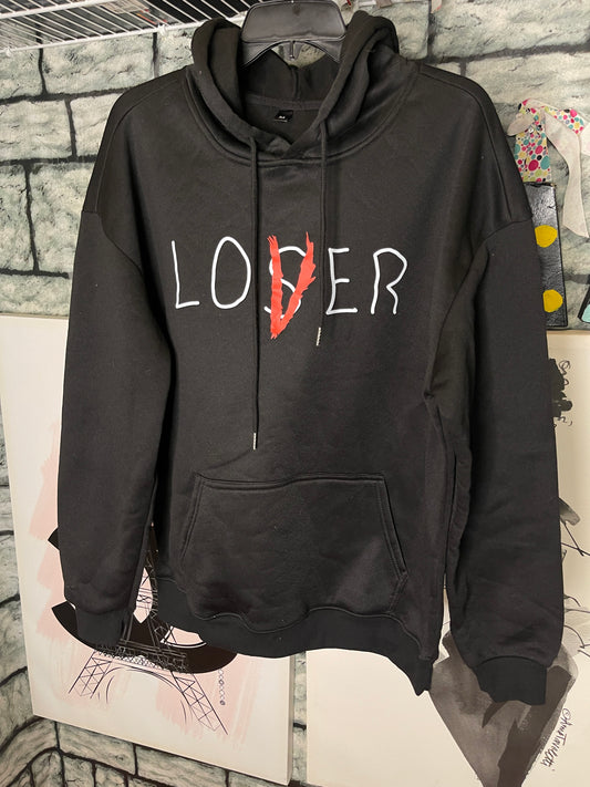 NEW "V Love" Hoodie Black Red Men / Women sz Medium