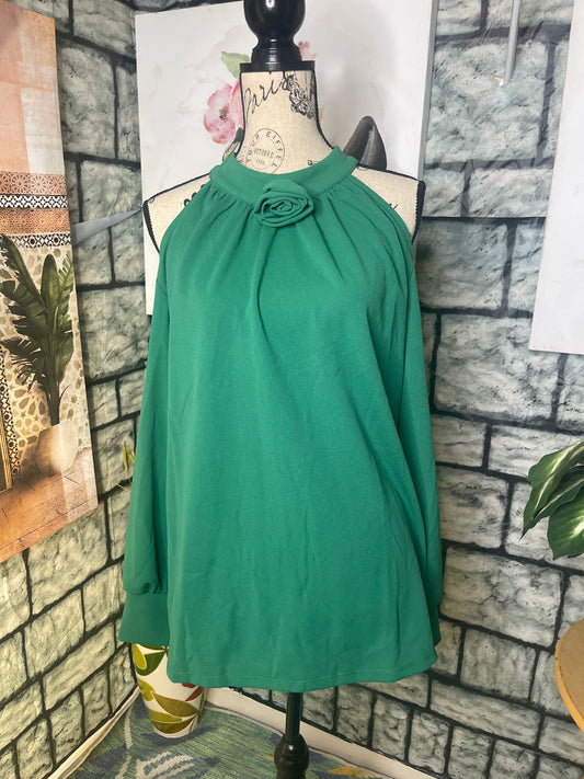 NEW Ashley Stewart Green Blouse Women sz 18/20