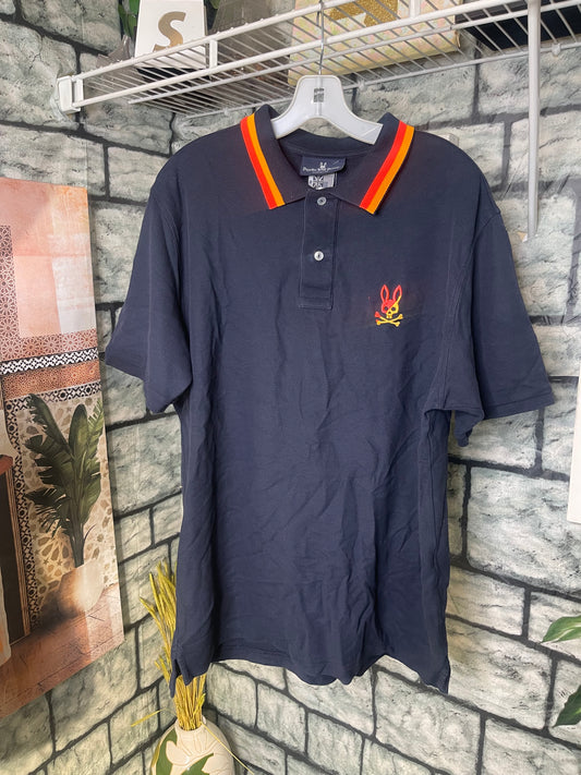 Psycho Bunny Blue Polo Shirt Men sz 8