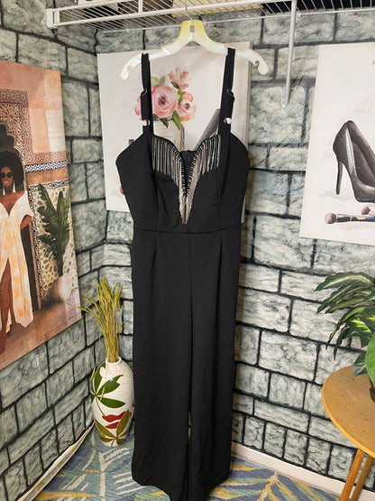 Ashley Stewart Black Rhinestone Jumpsuit Women sz 16