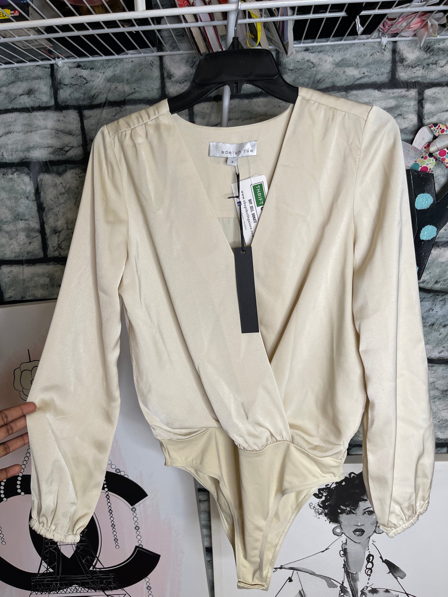 NEW Adelyn Rae Beige Bodysuit Blouse Women sz Small