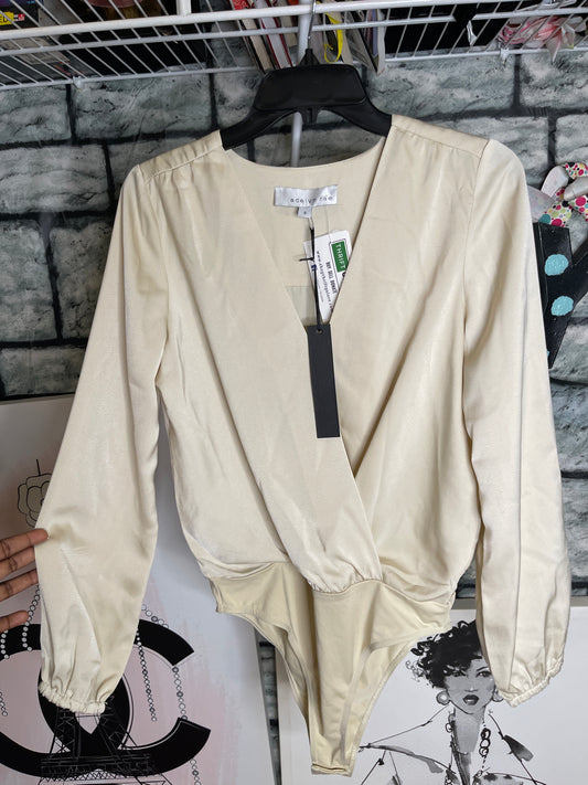 NEW Adelyn Rae Beige Bodysuit Blouse Women sz Small