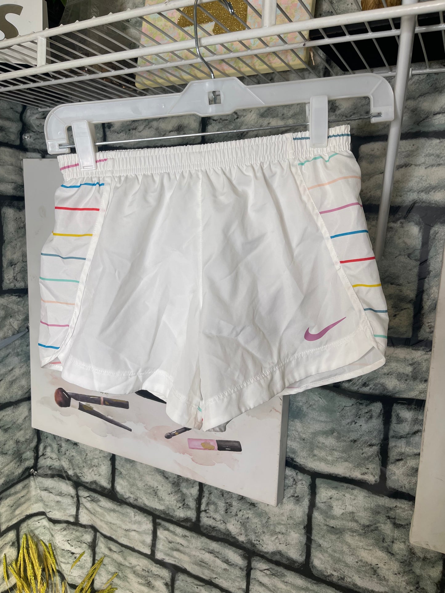 Nike White Colorful Shorts Girls sz Large