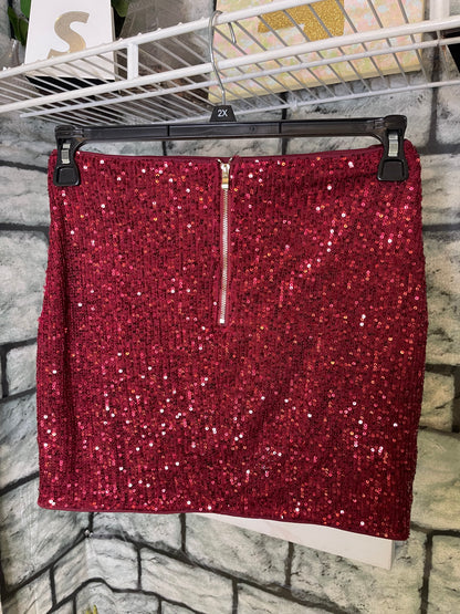 Lena Burgundy Sequin Skirt Women sz Small