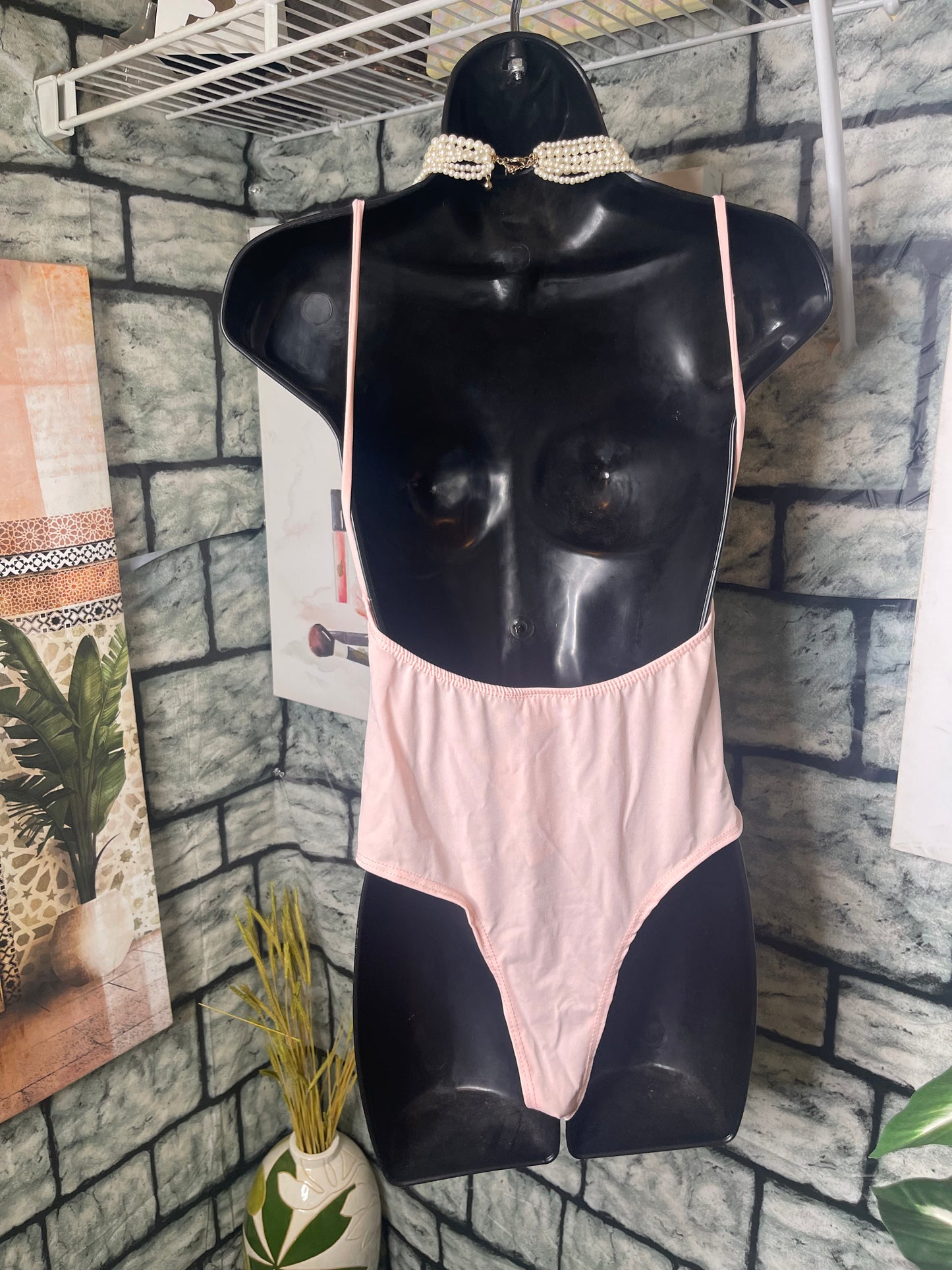 MadRag Pink Bodysuit Blouse Women sz Medium
