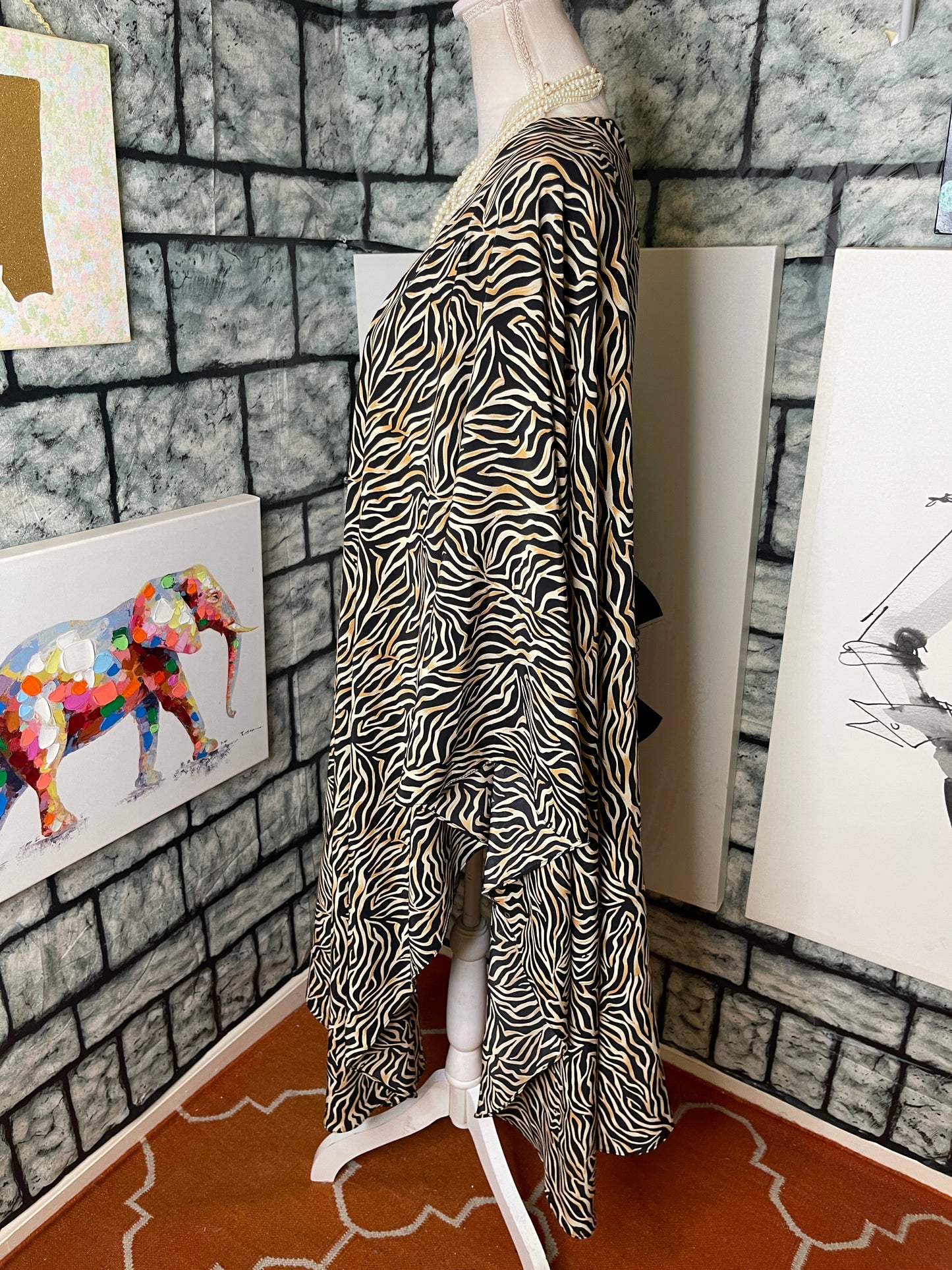 Maggie Barnes Brown Black Print Cover / Duster Women sz One size