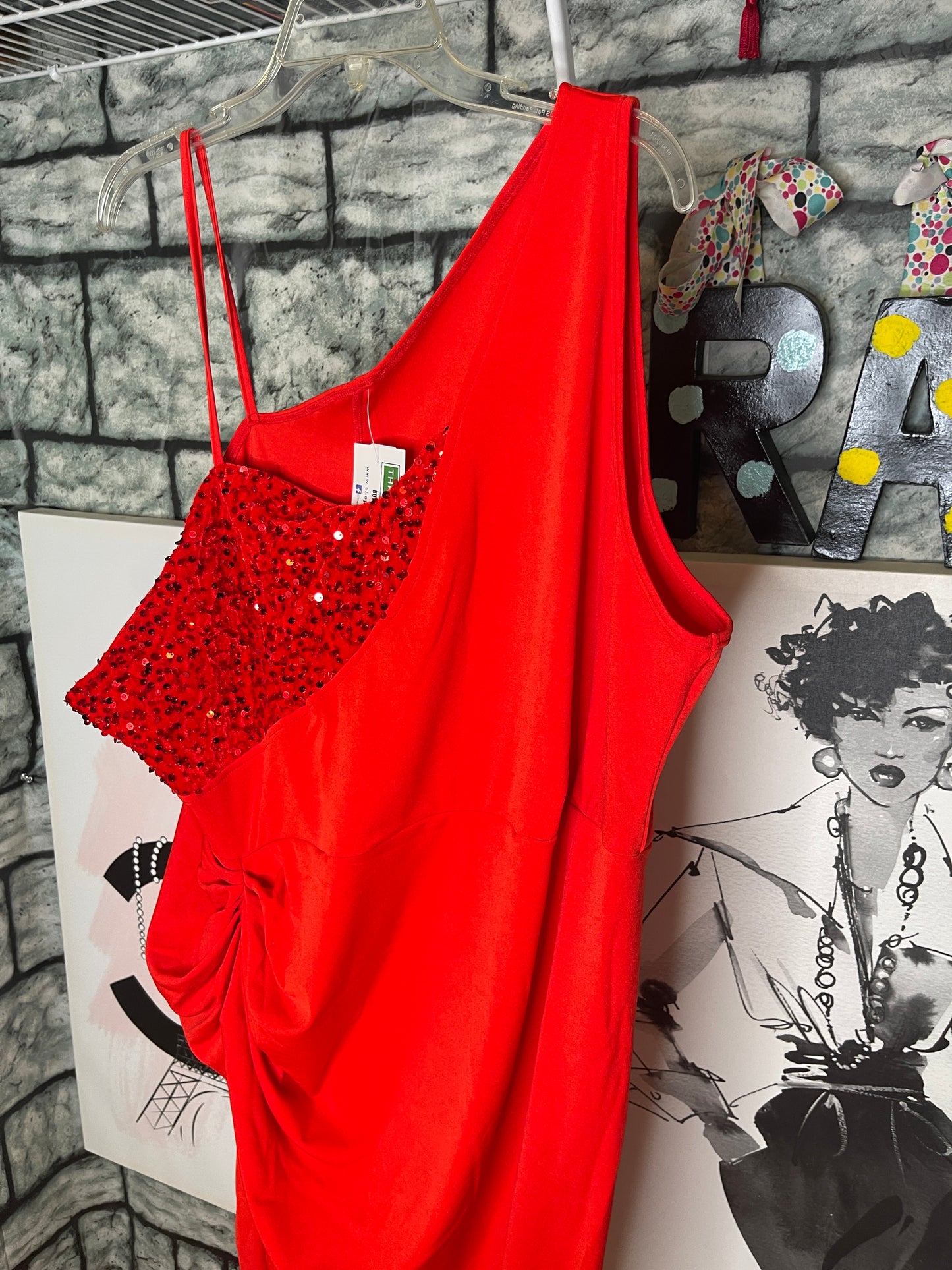 Red Sequin Dress Women sz 4XL
