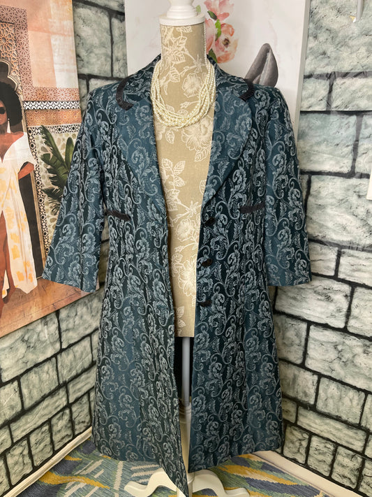 Monroe & Main Blue Print Jacket Women sz 12