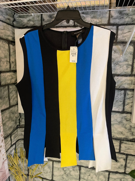 NEW Asheley Stewart Blue Black Blouse Women sz 18/20