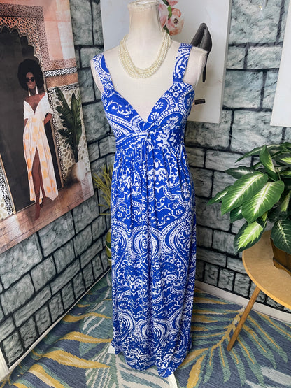 Allison Brittney Blue White Dress Women sz Small