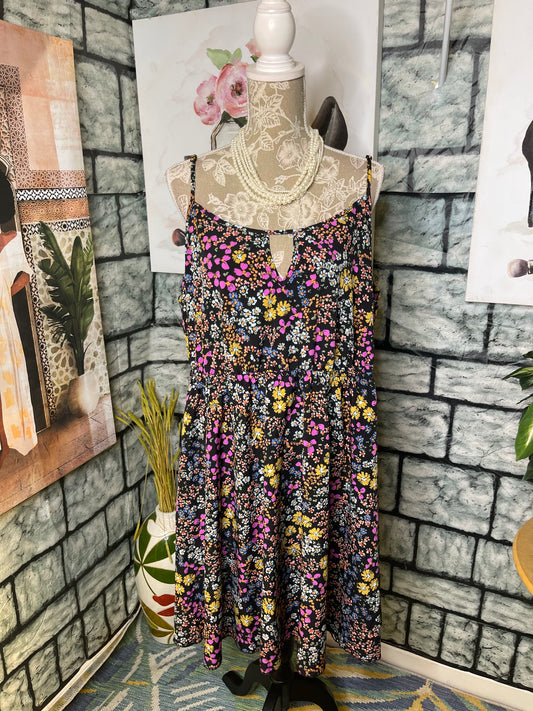 Shein Black Floral Dress Women sz 4XL