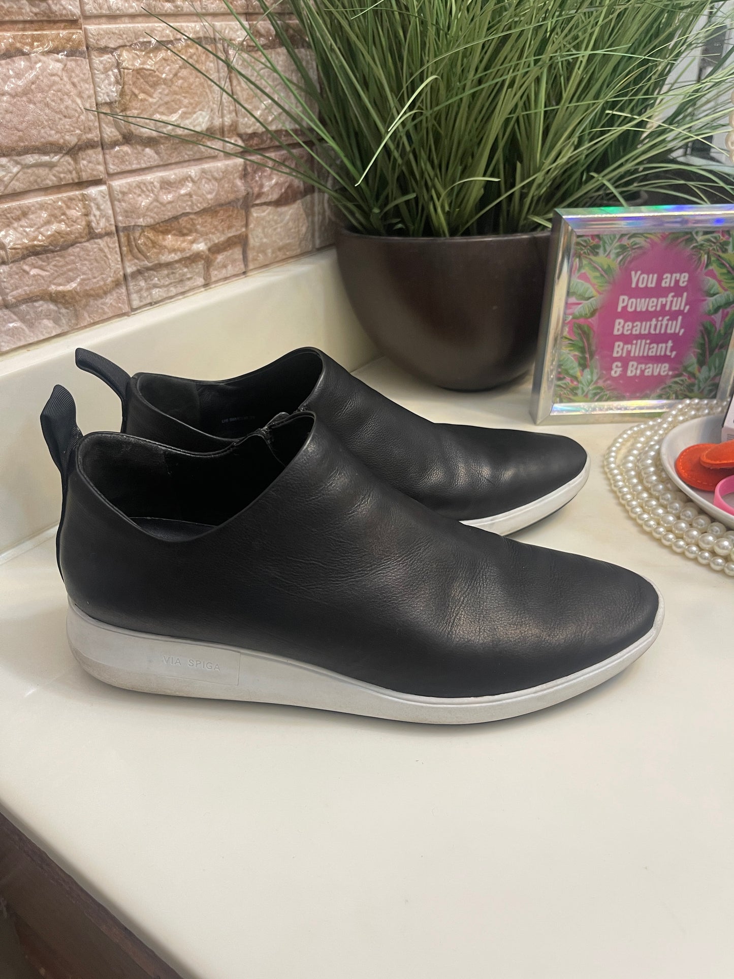 Via Spiga Slip On Sneakers Black Women sz 9