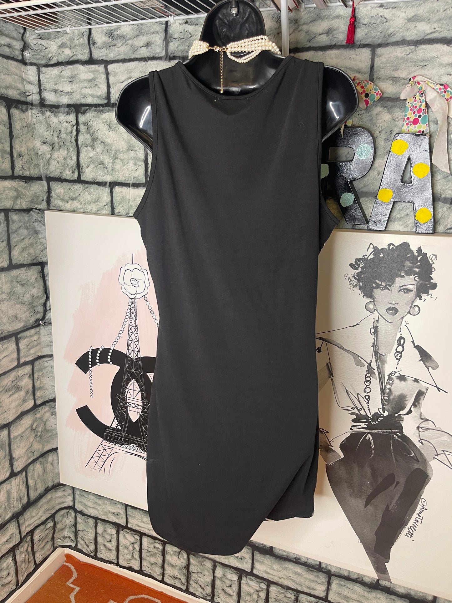 Canhalite Beige Black Sequin Dress Women sz XL