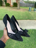 Black bow heels women sz 10
