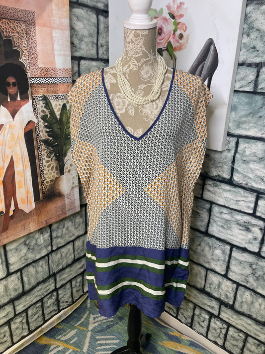 J Crew Orange Green Dress Women sz XS