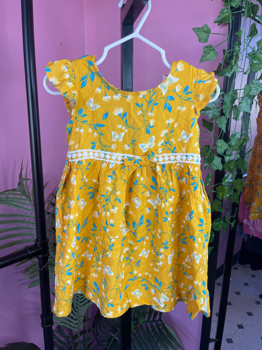 Daisy Fuentes Yellow Floral Dress Girls sz 18M