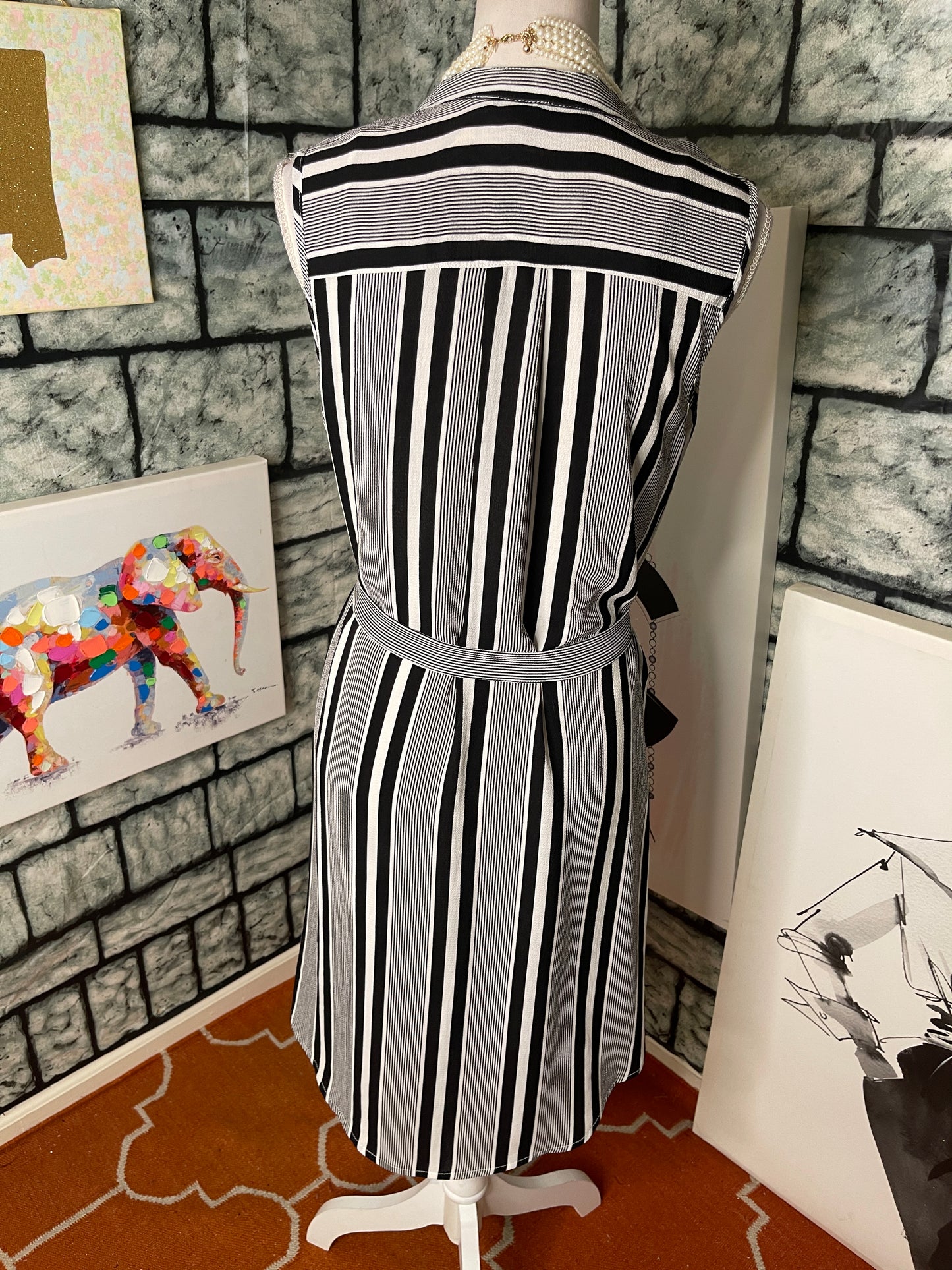 Mlle Black Gray Dress Women sz Small