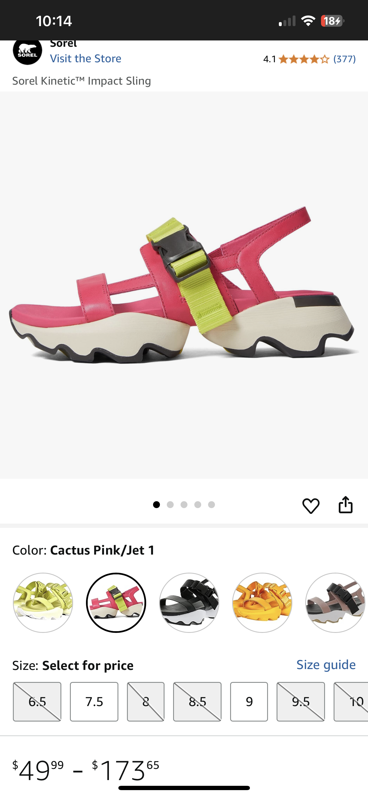 Sorel Pink Yellow Sandals Women sz 5.5