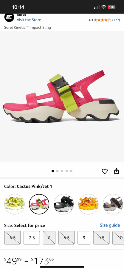 Sorel Pink Yellow Sandals Women sz 5.5
