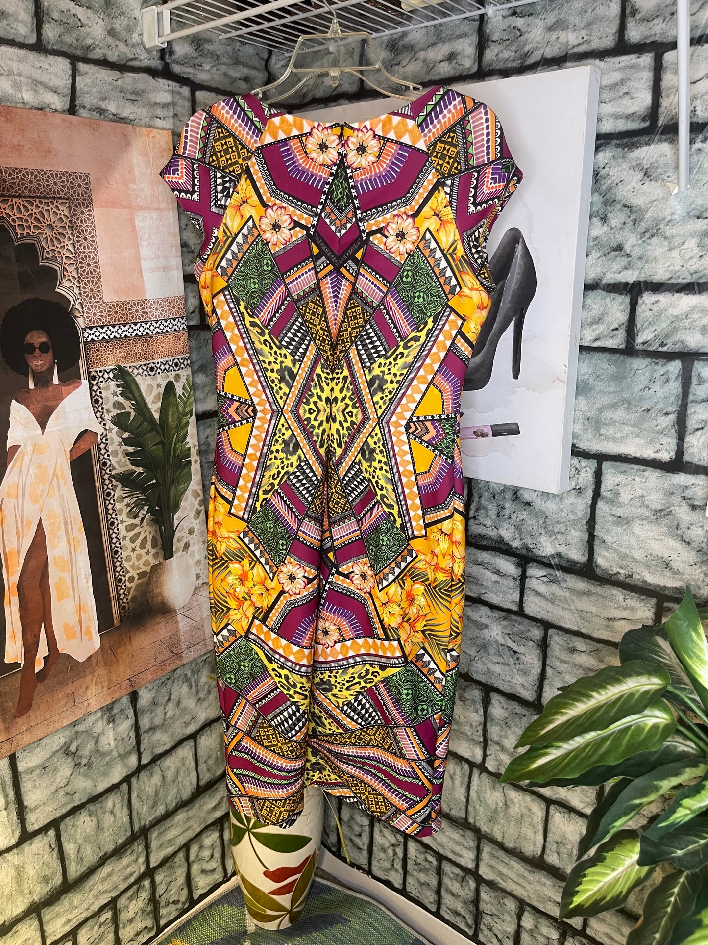 NEW Beige by ECI Colorful Print Dress Women sz 6