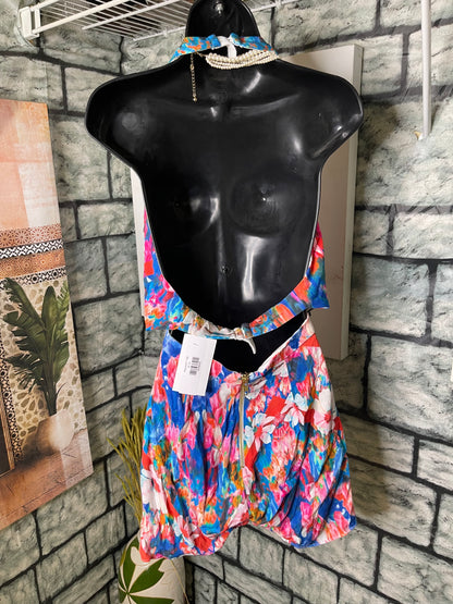 NBD Blue Red Jumpsuit Women sz Small