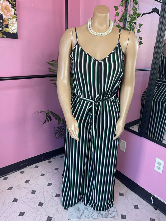 NEW Ambiance Black Green Jumpsuit Women sz Large